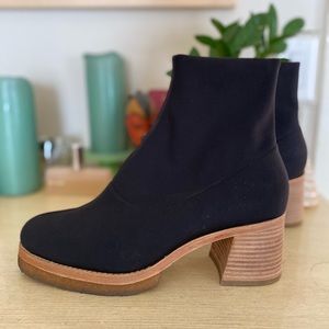 Clarks Nadia Stretch Boot Black Slip On Platform Boots